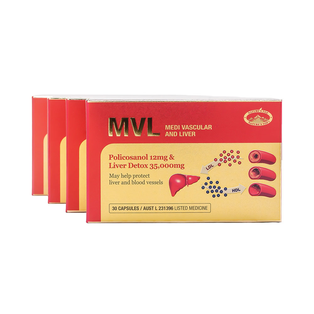 호주 네이쳐스탑 MVL 폴리코사놀 밀크씨슬 30캡슐 1팩(4개) 세트