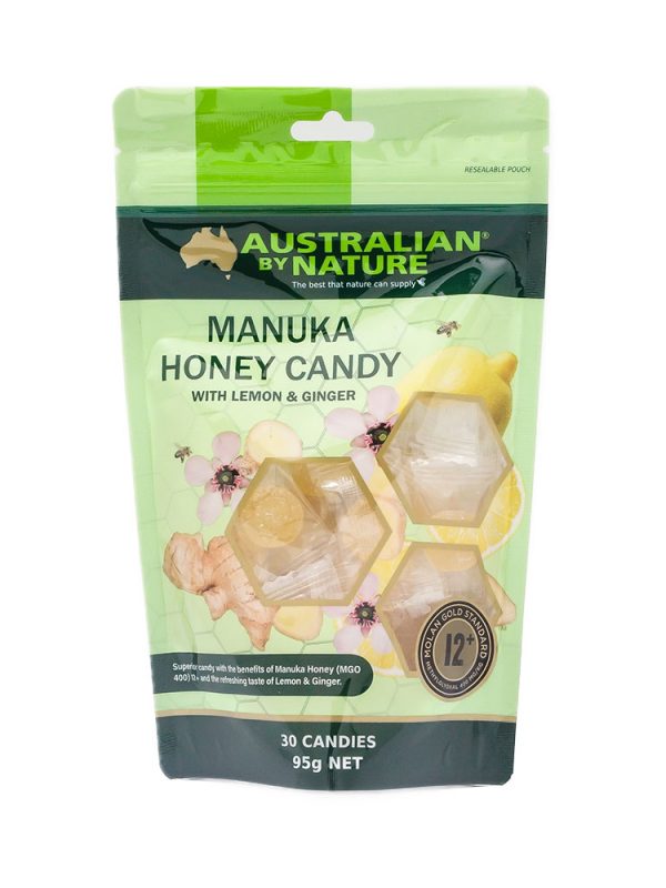 호주 오스트레일리안 바이 네이쳐 마누카꿀 12+ MGO 400 레몬 생강 캔디 30입